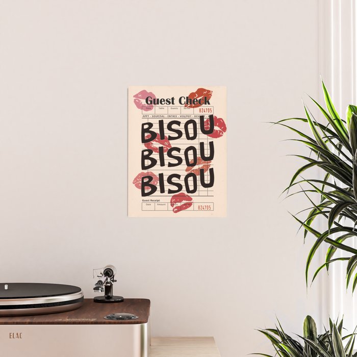 Bisou Bisou. Retro Guest Check  Poster Gallery Image 2