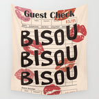 Bisou Bisou. Retro Guest Check  Wall Tapestry Gallery Image 4