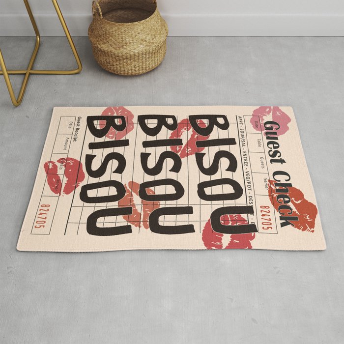 Bisou Bisou. Retro Guest Check  Rug Gallery Image 1