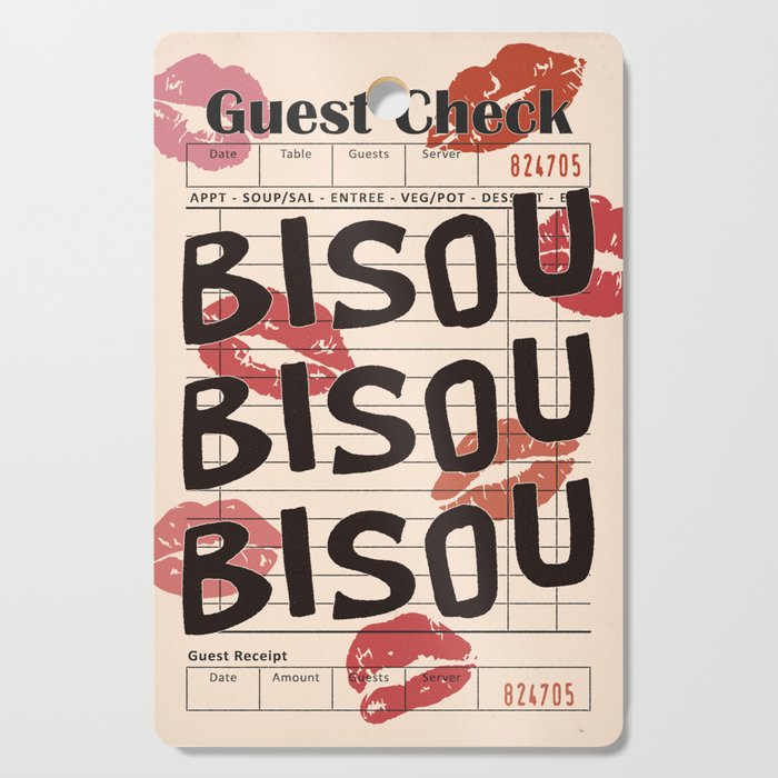 Bisou Bisou. Retro Guest Check  Cutting Board Gallery Image 1