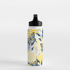 Floral and Butterflies Print, Blue and Yellow Water Bottle Gallery Image 3