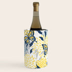 Floral and Butterflies Print, Blue and Yellow Wine Chiller Gallery Image 2