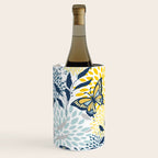 Floral and Butterflies Print, Blue and Yellow Wine Chiller Gallery Image 3