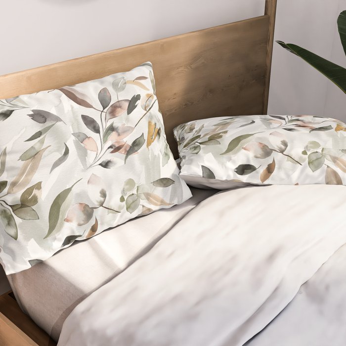 Harvest 2025 Mystic Watercolor Leaves Fall Pillow Sham Gallery Image 2