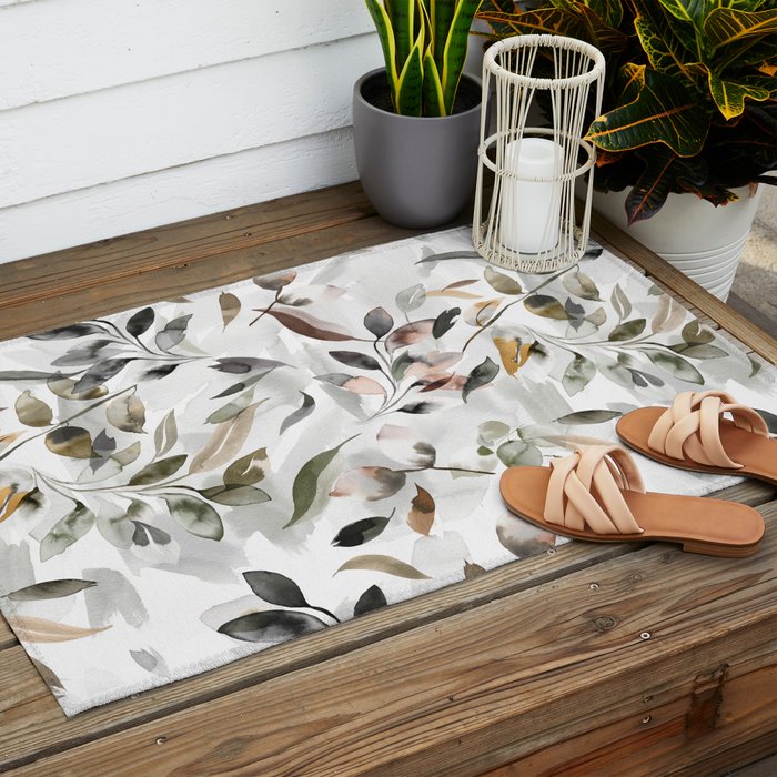 Harvest 2025 Mystic Watercolor Leaves Fall Outdoor Rug Gallery Image 2