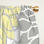 Dahlia Floral Blooms, Soft Yellow, Gray, White Window Curtain Gallery Image 2