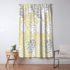 Dahlia Floral Blooms, Soft Yellow, Gray, White Window Curtain Gallery Image 5