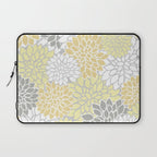 Dahlia Floral Blooms, Soft Yellow, Gray, White Laptop Sleeve Gallery Image 1