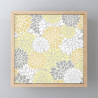 Dahlia Floral Blooms, Soft Yellow, Gray, White Mini Art Print Gallery Image 1