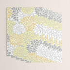 Dahlia Floral Blooms, Soft Yellow, Gray, White Wrapping Paper Gallery Image 3