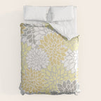 Dahlia Floral Blooms, Soft Yellow, Gray, White Comforter Gallery Image 6