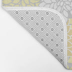 Dahlia Floral Blooms, Soft Yellow, Gray, White Bath Mat Gallery Image 2