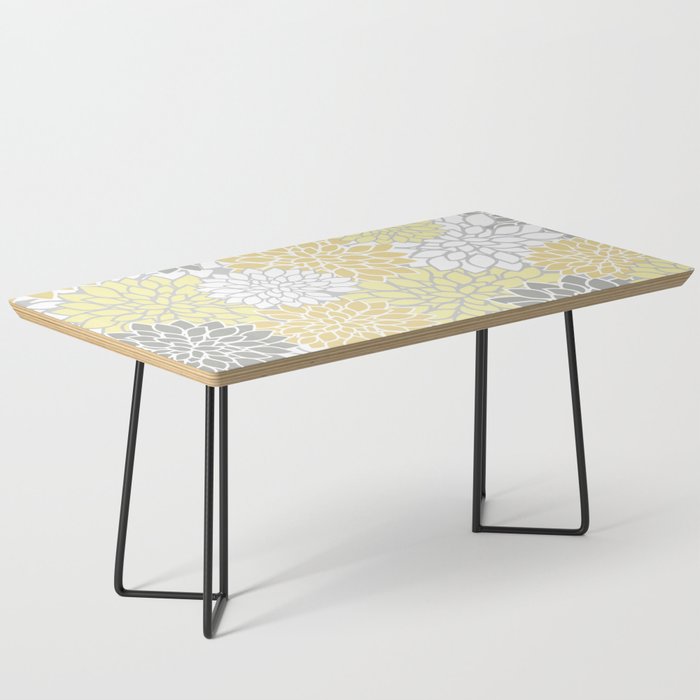 Dahlia Floral Blooms, Soft Yellow, Gray, White Coffee Table Gallery Image 1