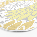 Dahlia Floral Blooms, Soft Yellow, Gray, White Bath Mat Gallery Image 3
