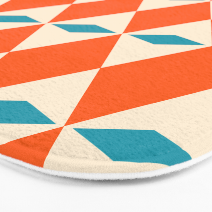 Geometric Diamond Pattern 823 Orange Turquoise and Beige Bath Mat Gallery Image 3