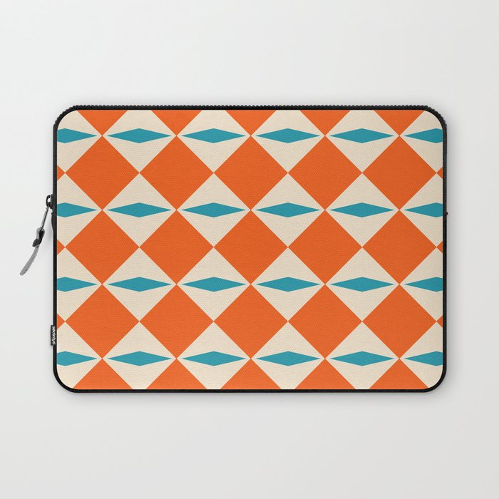 Geometric Diamond Pattern 823 Orange Turquoise and Beige Laptop Sleeve Gallery Image 1