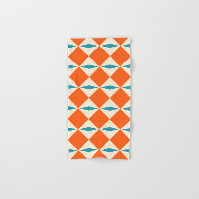 Geometric Diamond Pattern 823 Orange Turquoise and Beige Bath Towel Gallery Image 1