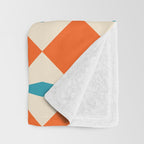 Geometric Diamond Pattern 823 Orange Turquoise and Beige Throw Blanket Gallery Image 3