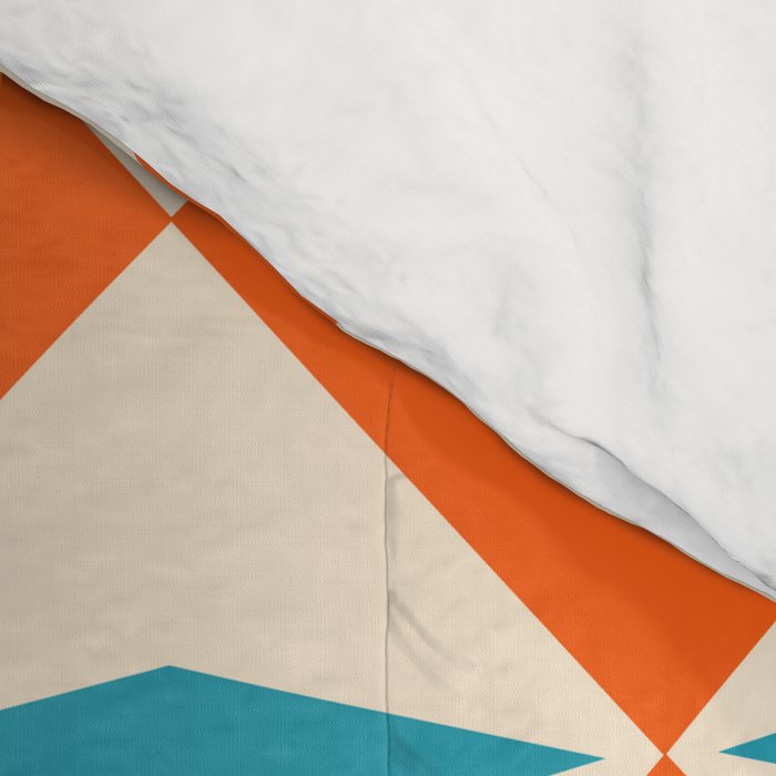 Geometric Diamond Pattern 823 Orange Turquoise and Beige Comforter Gallery Image 4