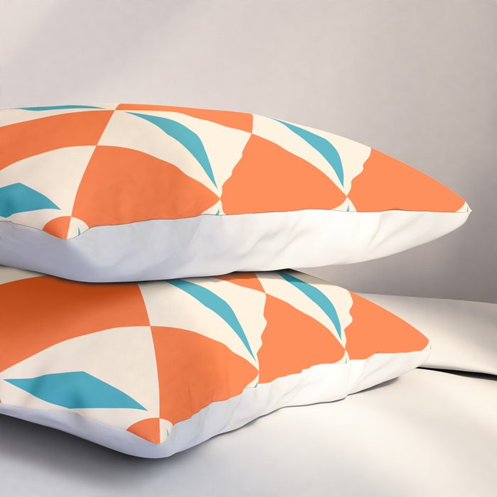 Geometric Diamond Pattern 823 Orange Turquoise and Beige Pillow Sham Gallery Image 3