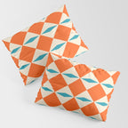 Geometric Diamond Pattern 823 Orange Turquoise and Beige Pillow Sham Gallery Image 3