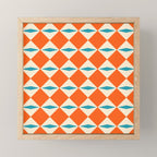 Geometric Diamond Pattern 823 Orange Turquoise and Beige Mini Art Print Gallery Image 1