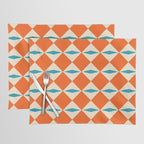 Geometric Diamond Pattern 823 Orange Turquoise and Beige Placemat Gallery Image 1