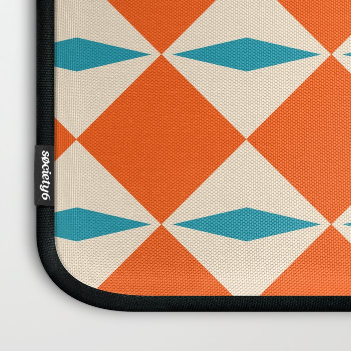 Geometric Diamond Pattern 823 Orange Turquoise and Beige Laptop Sleeve Gallery Image 3