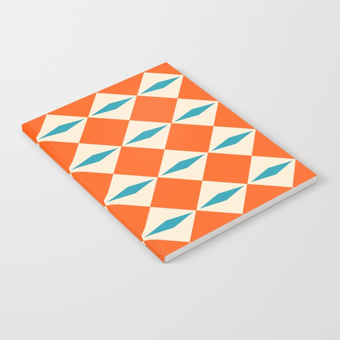 Geometric Diamond Pattern 823 Orange Turquoise and Beige Notebook Gallery Image 2