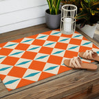 Geometric Diamond Pattern 823 Orange Turquoise and Beige Outdoor Rug Gallery Image 2
