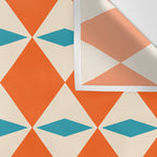 Geometric Diamond Pattern 823 Orange Turquoise and Beige Wall Tapestry Gallery Image 3