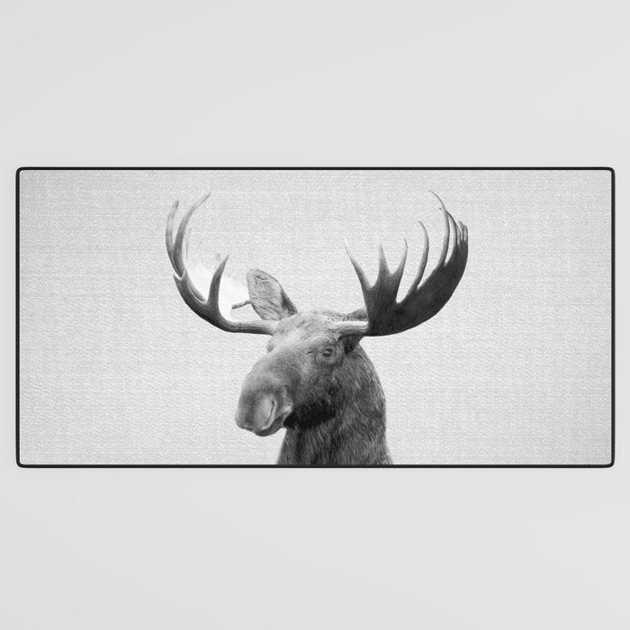 Moose - Black & White Desk Mat Gallery Image 3