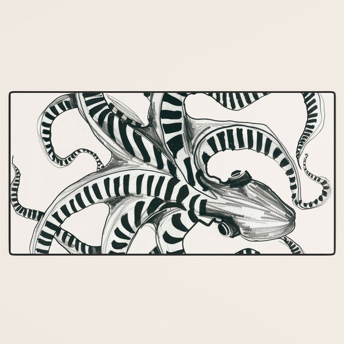 Striped Octopus Ink Drawing Desk Mat Gallery Image 3