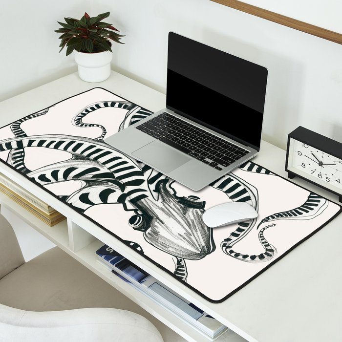 Striped Octopus Ink Drawing Desk Mat Gallery Image 2