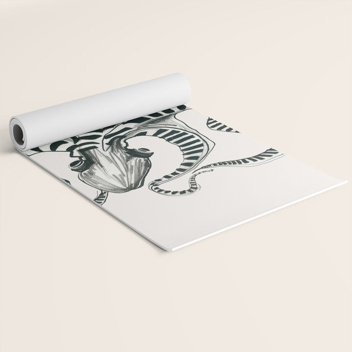 Striped Octopus Ink Drawing Yoga Mat Gallery Image 2