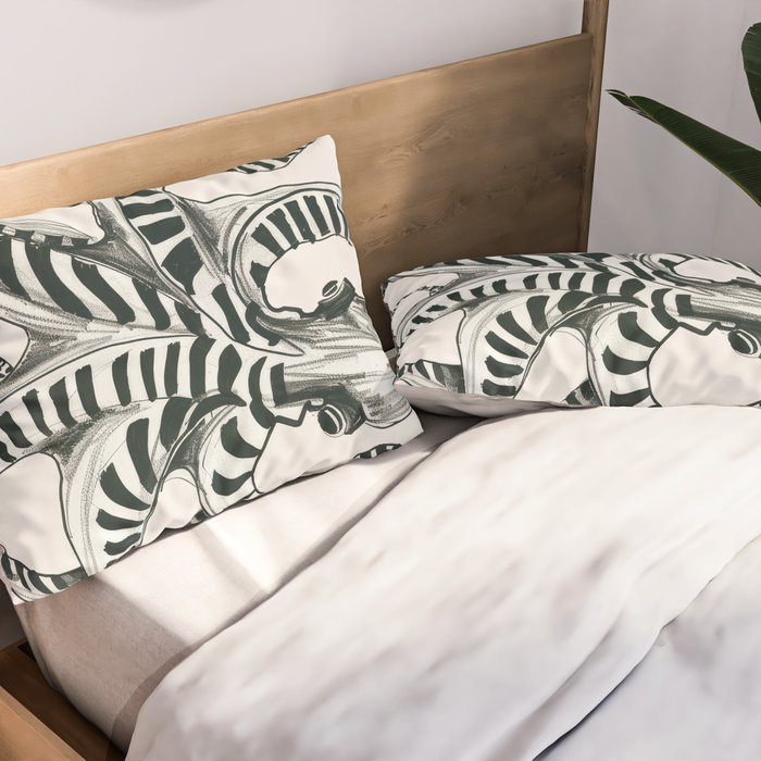 Striped Octopus Ink Drawing Pillow Sham Gallery Image 2