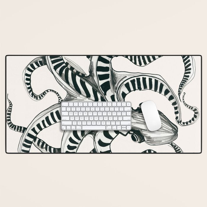 Striped Octopus Ink Drawing Desk Mat Gallery Image 1