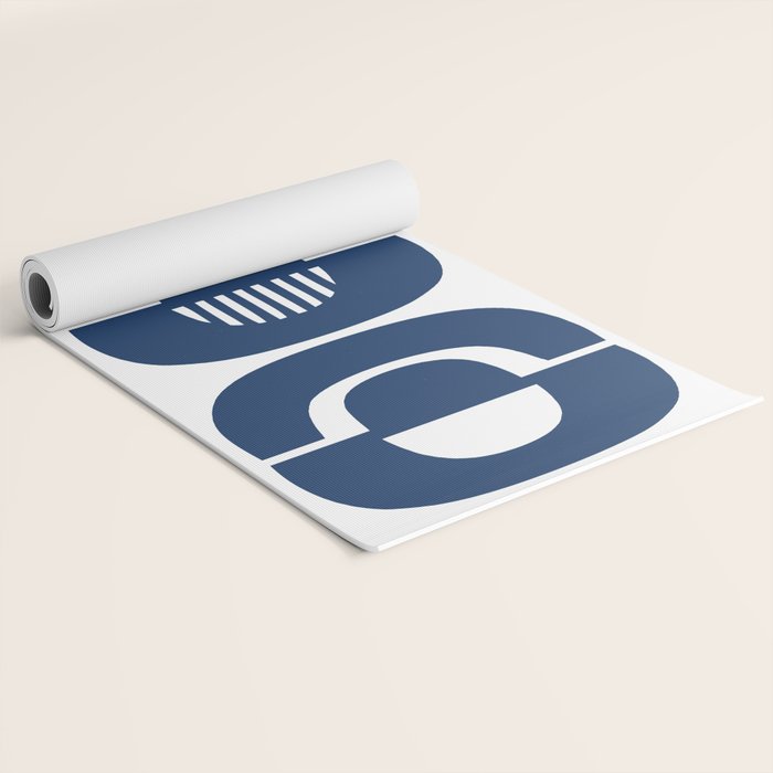 Retro Mid Century Modern Pattern 922 Navy Blue Yoga Mat Gallery Image 2