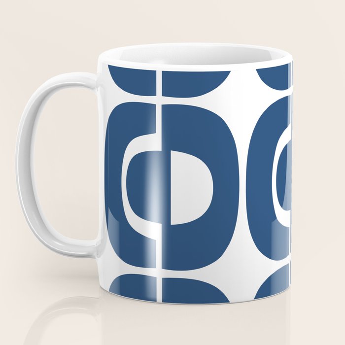 Retro Mid Century Modern Pattern 922 Navy Blue Coffee Mug Gallery Image 3