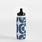 Retro Mid Century Modern Pattern 922 Navy Blue Water Bottle Gallery Image 2
