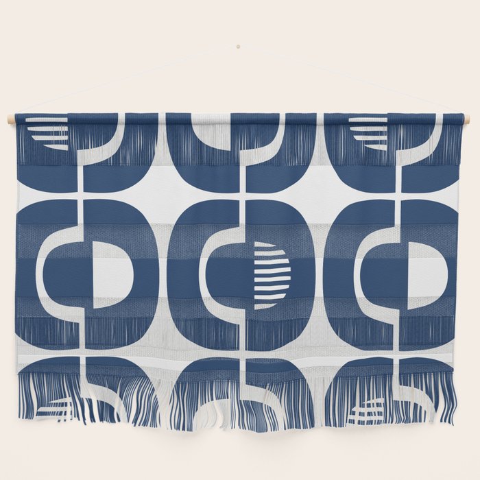 Retro Mid Century Modern Pattern 922 Navy Blue Wall Hanging Gallery Image 1