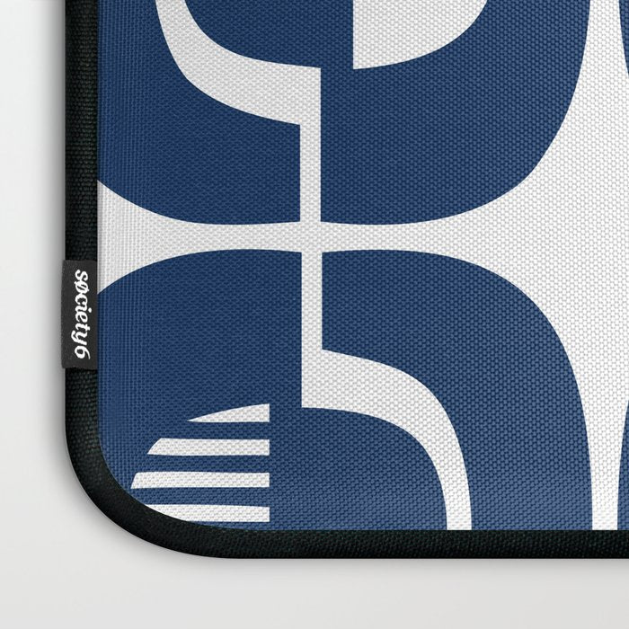 Retro Mid Century Modern Pattern 922 Navy Blue Laptop Sleeve Gallery Image 3