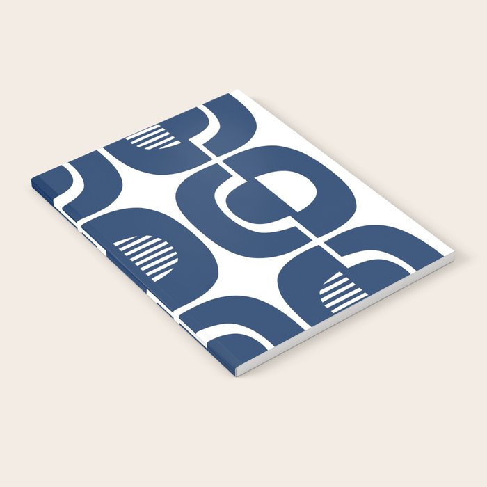 Retro Mid Century Modern Pattern 922 Navy Blue Notebook Gallery Image 2