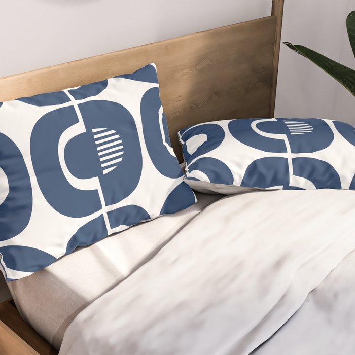 Retro Mid Century Modern Pattern 922 Navy Blue Pillow Sham Gallery Image 2