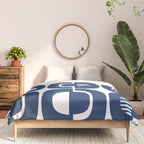 Retro Mid Century Modern Pattern 922 Navy Blue Comforter Gallery Image 3