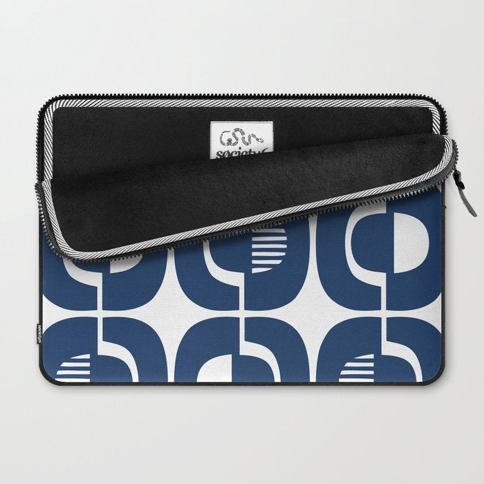 Retro Mid Century Modern Pattern 922 Navy Blue Laptop Sleeve Gallery Image 2