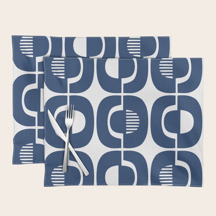 Retro Mid Century Modern Pattern 922 Navy Blue Placemat Gallery Image 1