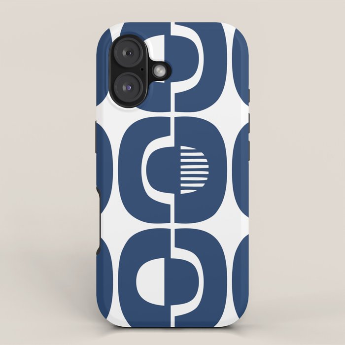 Retro Mid Century Modern Pattern 922 Navy Blue iPhone Case Gallery Image 1