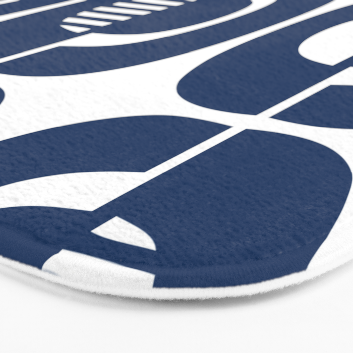 Retro Mid Century Modern Pattern 922 Navy Blue Bath Mat Gallery Image 3