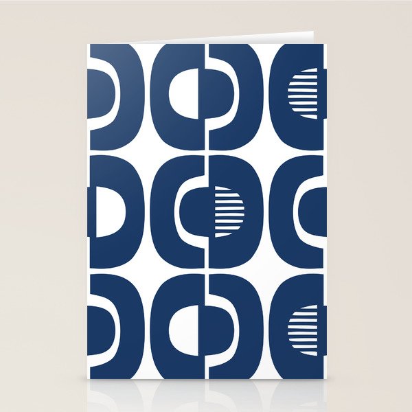 Retro Mid Century Modern Pattern 922 Navy Blue Stationery Card Gallery Image 1